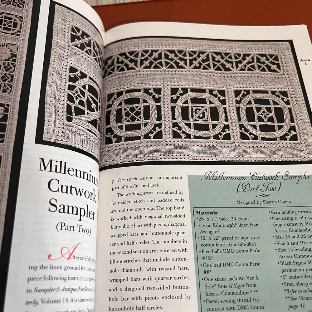 Sampler & Antique Needlework Quarterly Fall 2000 Vol 5 No 3 Millennium Cutwork